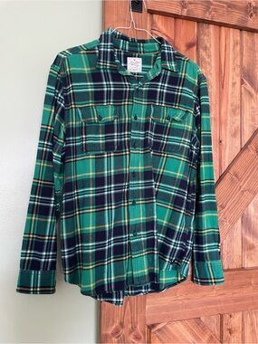 Men’s American Eagle Green Plaid Flannel Shirt